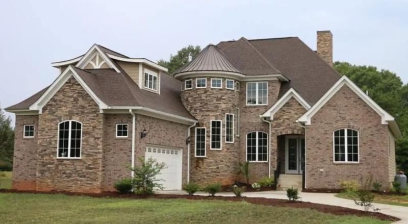 Stone and brick front elevation